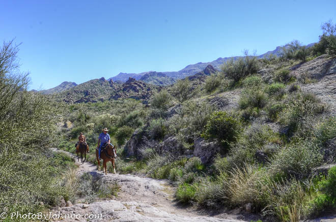 The trail is shared with horses, but no motorized vehicles are allowed.