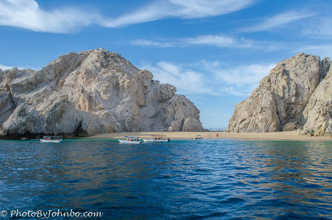 Lover’s Beach from the Sea of Cortez. Once you land on the beach, it’s a short walk to the Pacific Ocean side of the beach.